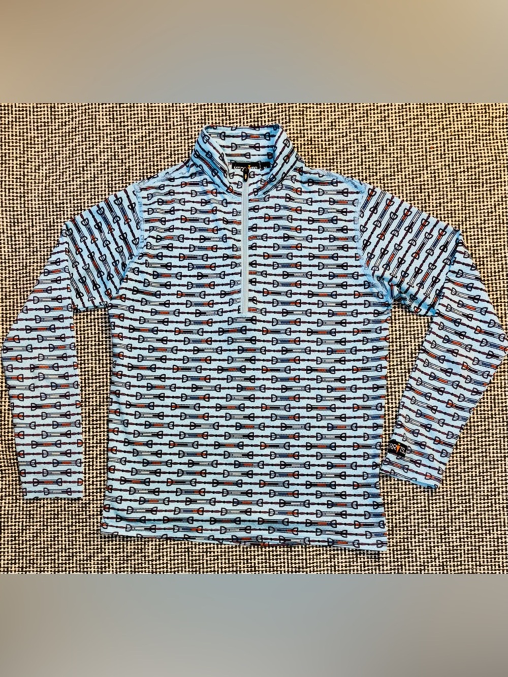Kerrits Kids Ink Snaffle Print Rail Side Quarter Zip Tech Top, Size Medium